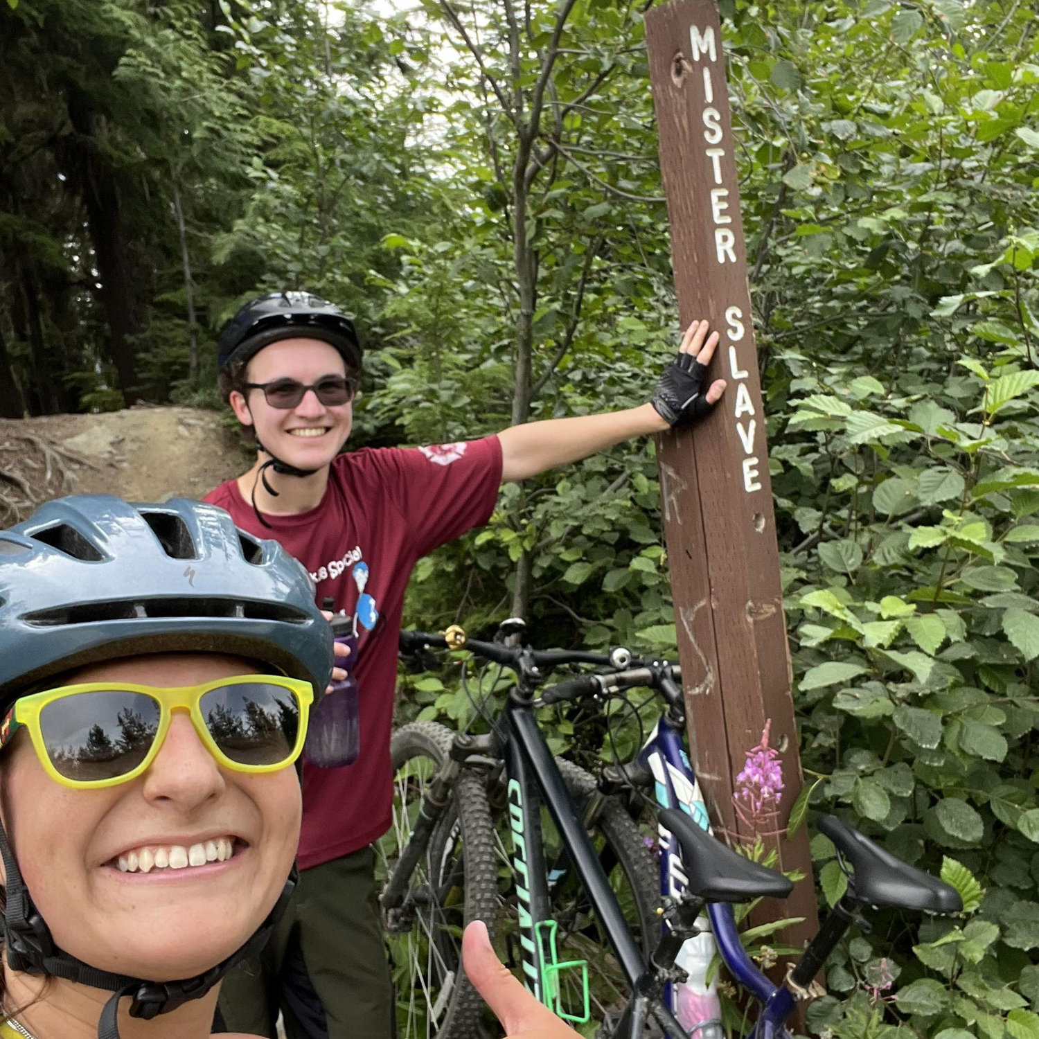 Biking in Canada. We weren't skilled enough to do this but we had fun! Also how I got a nickname for Chris!