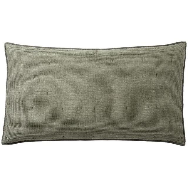 Loden Belgian Flax Linen Waffle Quilted Shams, King, Set of 2