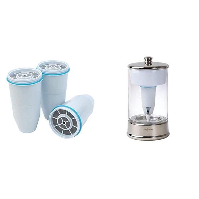  ZeroWater Starter Pack Bundle, 40 Cup Glass Dispenser and 3-Pack Replacment Filters