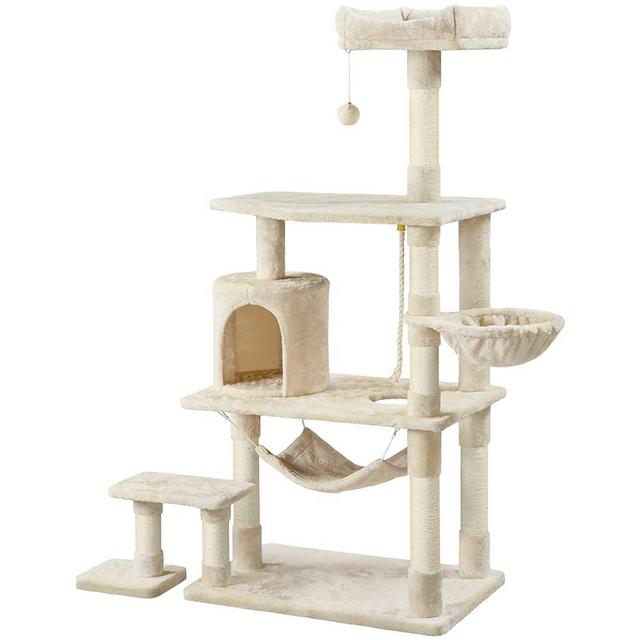Yaheetech 62in Extra Large Cat Tree Condo with Sisal-Covered Scratching Post Plush Perch Hammock, Cat Tower Activity Center Kitten Furniture Play House