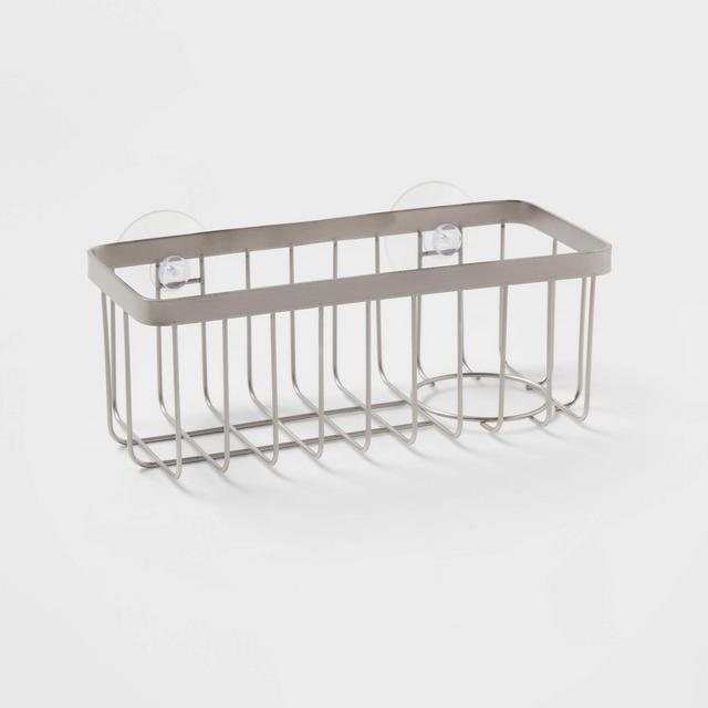 Large Stainless Steel Suction Sink Caddy Silver - Brightroom™