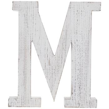Whitewash Wood Letter Wall Decor - M