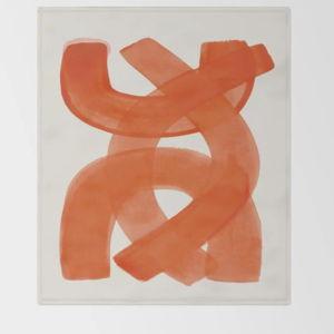 Mid Century Modern Abstract Painting Orange Watercolor Brush Strokes Throw Blanket by EnShape | Society6