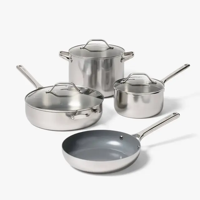 7pc Nonstick Ceramic Coated Stainless Steel Cookware Set - Figmint™