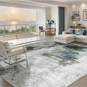 10x14 Area Rugs for Living Room Rug Washable: Abstract Large Rug Indoor Modern Carpet Non Slip for Dining Room Bedroom Nursery Home Office Black Gold