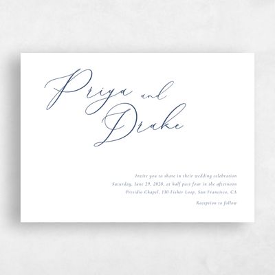 Navy, Blue Wedding Invitation - Merlo Landscape Letterpress
