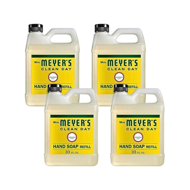MRS. MEYER'S CLEAN DAY Hand Soap Refill, Made with Essential Oils Honeysuckle, 33 Fl Oz (Pack of 4)