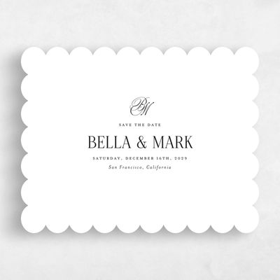 White Scalloped Wedding Save the Date - Kennedy Landscape