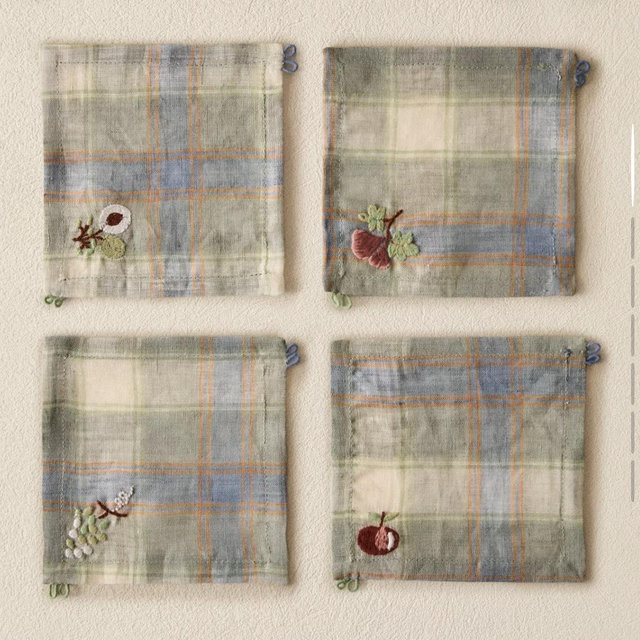 PACK OF CHECK LINEN COASTERS