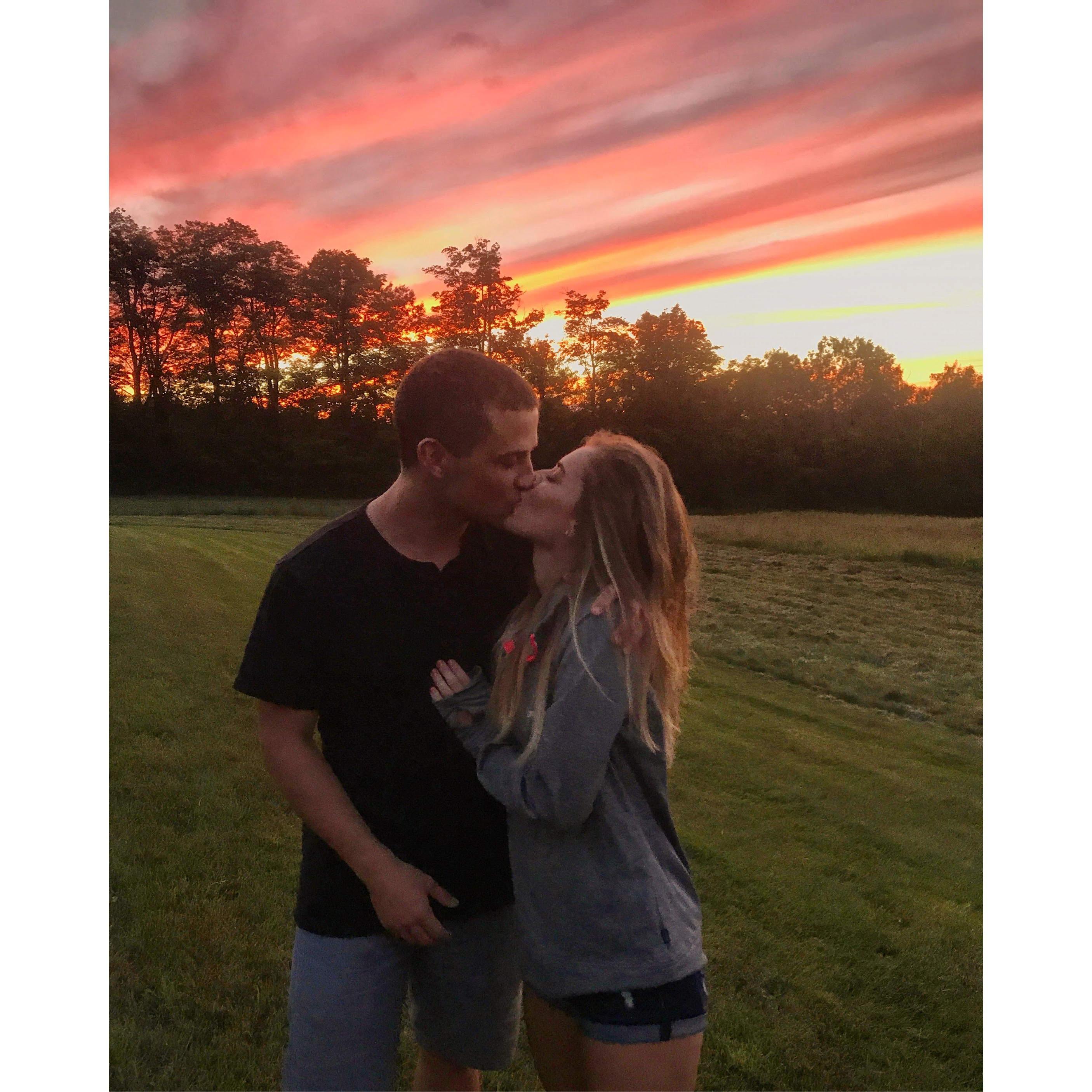 Long awaited kiss meeting halfway between VT and MA