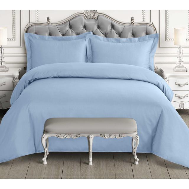 Tribeca Living 600-Thread-Count King Duvet Cover Set in Sky Blue
