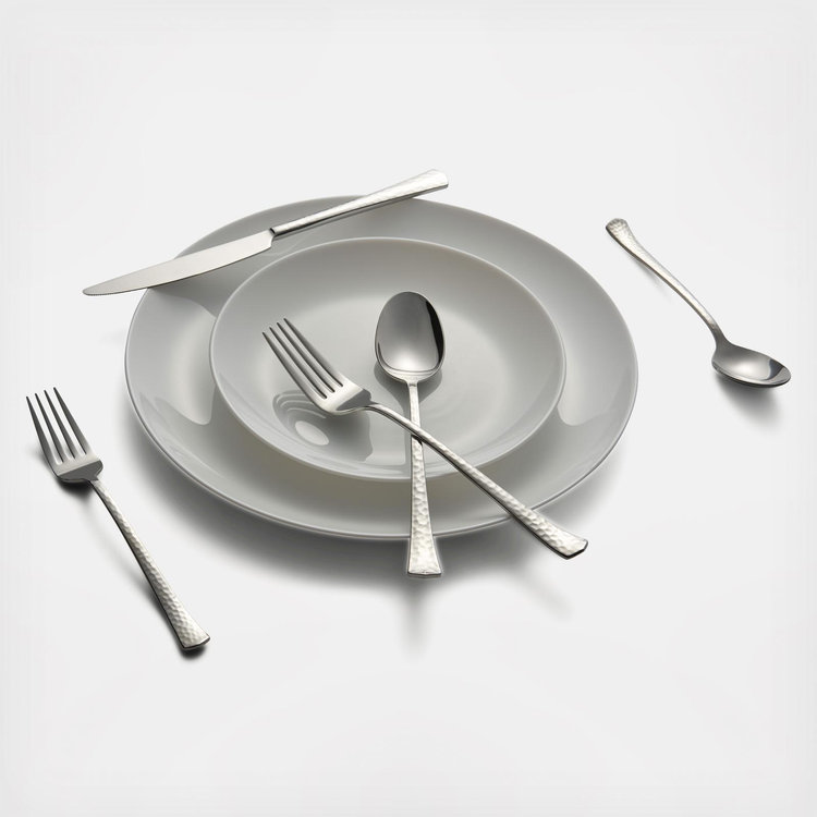 Cambridge Silversmiths, Raegan Hammered Mirror 20-Piece Flatware