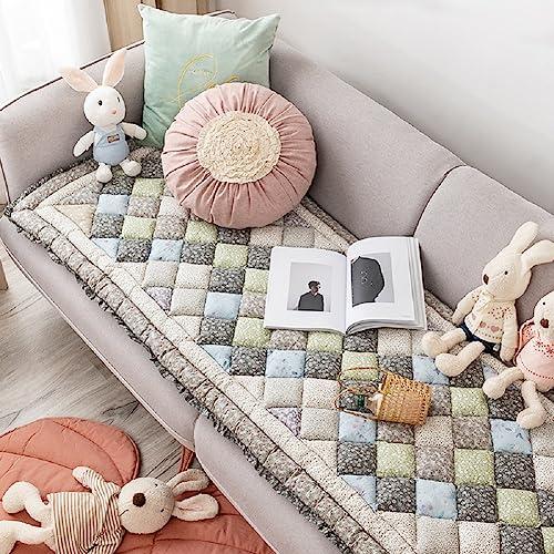Yoovat Funny Pet Couch Covers for Sofa Plush Checker Plaid Sofa Covers for Pets Washable 3 Cushion Couch Sofa Mat Friendly (Oblique Lattice Grey, 60x180 cm/23.6x70.9 in)
