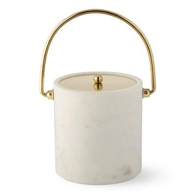 Marble and Antique Brass Ice Bucket