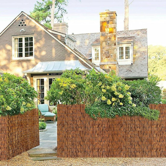 MOOKNAT Reed Bamboo Screen Fencing,4FT X 16.4FT Natural Reed Fencing Reed Screen for Balcony Reed Fence Bamboo Reed Fence 4 Feet High for Outdoor Backyard Patio(Brown)