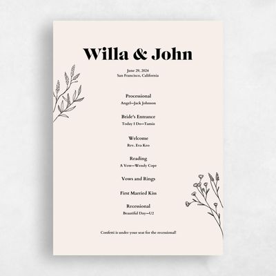 Linen, Beige Wedding Program - Sylvan