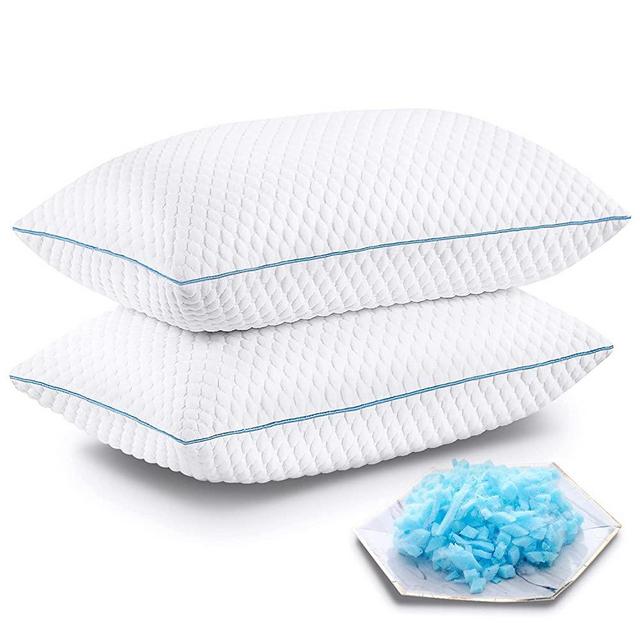 Shredded Memory Foam Pillows, Bed Pillows for Sleeping 2 Pack King Size 20 x 36 Inches, Luxury Hotel Cooling Gel Foam Pillows Set of 2, Adjustable Loft Pillow for Side and Back Sleepers