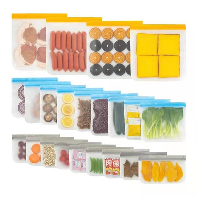 22 Pack Reusable Storage Bags 4 Gallon & 9 Sandwich Lunch Bags & 9 Small Kids Snack Bags For Food, EXTRA THICK Leak Proof Reusable Food Bags, Freezer Bags, Reusable Zipper Bags, BPA FREEable Storage Bags
