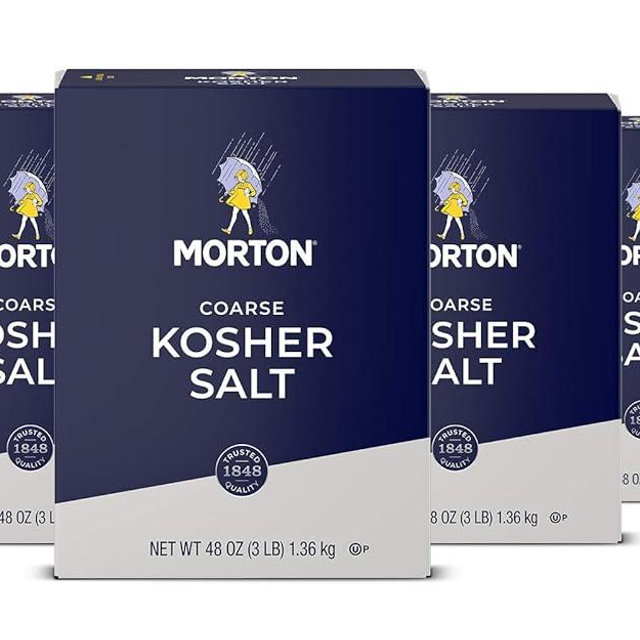 Morton Kosher Salt, Coarse (48 oz / 3 lb), 4-Pack, Ideal for Cooking & Baking