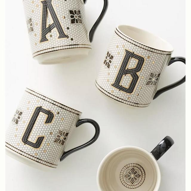 Thyme & Table Monogram K Stoneware Coffee Mug 16oz, White 