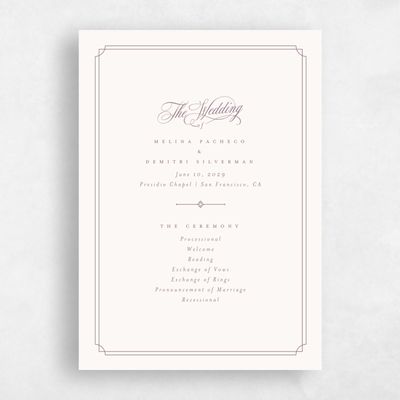 Grayed Lilac, Purple Wedding Program - Newport