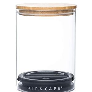 AirScape Glass Food Storage Canister - Glass Storage With US Patented Airless Inner Lid & Bamboo Top Lid - Preserves Food Freshness (Medium 7-Inch)