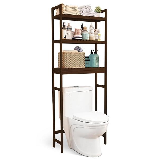 GET SORTED Elegant Bathroom Space Saver Shelf | Universal Bathroom Over Toilet Storage Cabinet | Fits All Toilets | Easy Assembly Over Toilet Shelf Organizer for Tidy Bathrooms | 10.2”Dx24.8”Wx64.1”H