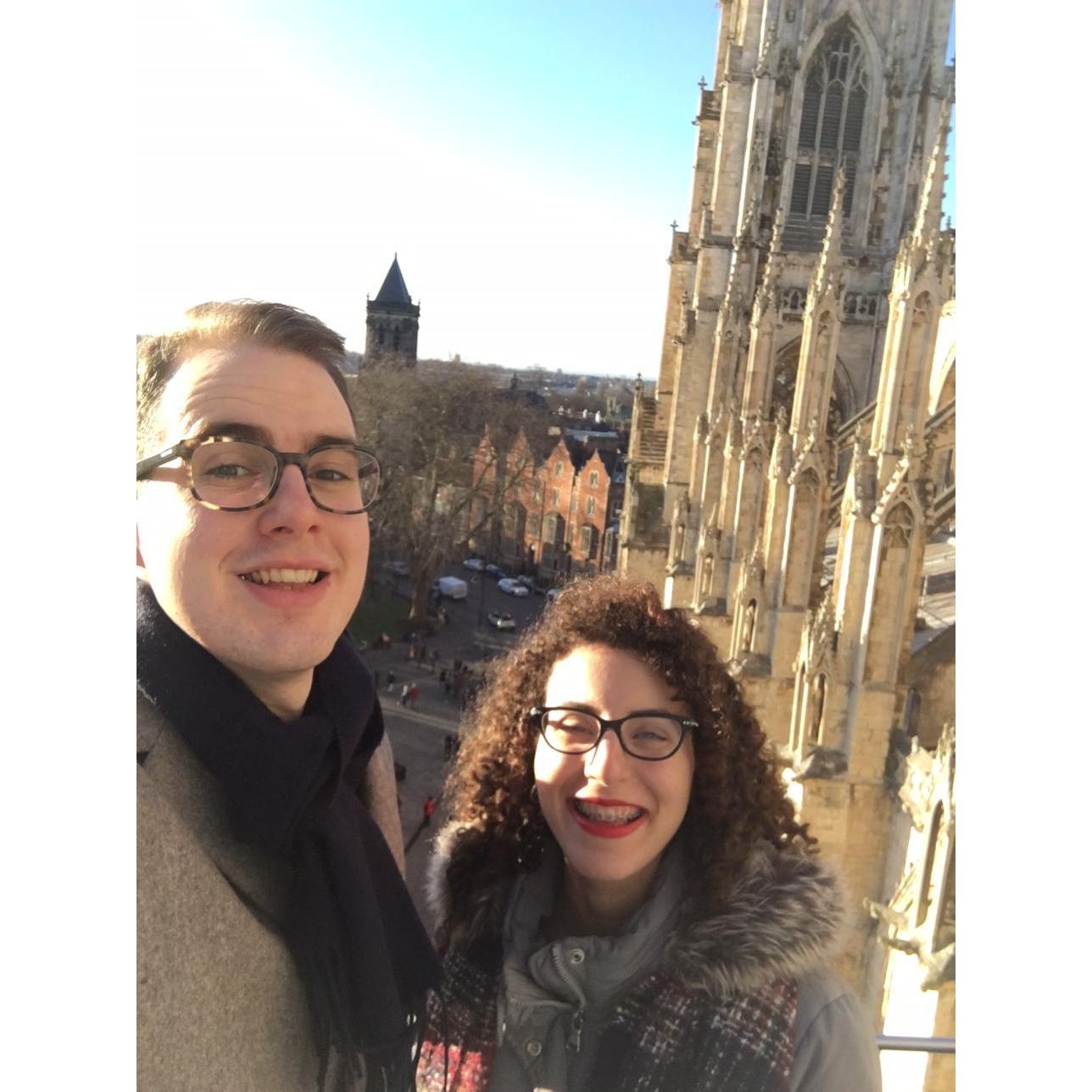 They climbed to the top of the York Minister to find that the best view was of eachother.