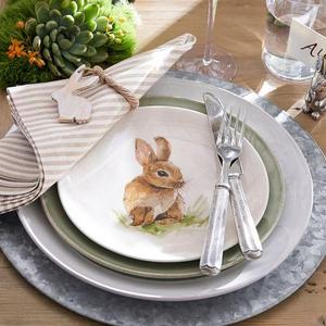Pasture Bunny Salad Plate, Mixed Set of 4