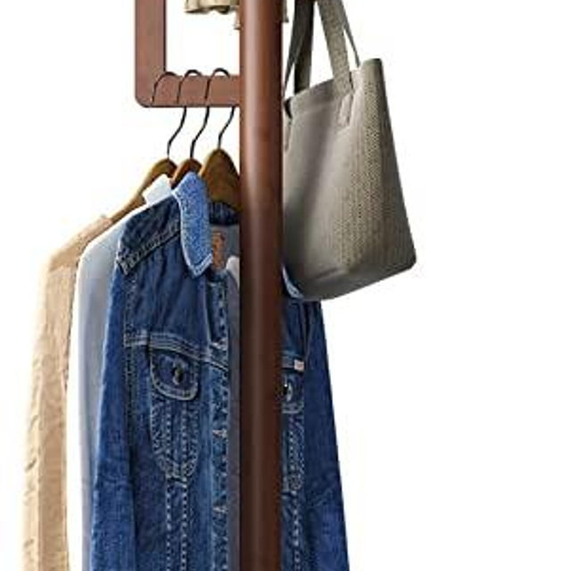 Vriccc Coat Rack Freestanding, Bamboo Cactus Coat Stand, Adjustable Height Wooden Coat Tree with 6 Hooks, kids coat rack, Used In The Bedroom Living Room, Office To Hang Clothes, Hats, Bags