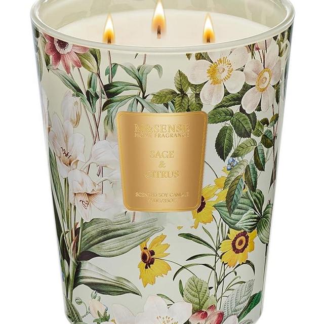 M&SENSE Extra Large Candle Sage Citrus Scented, 3-Wick 35oz 150H Long Lasting Candle, Natural Soy Wax Aromatherapy Candle for Stress Relief, Home Fragrance Housewarming Gifts Candle for Home Decor