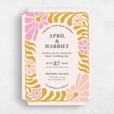Beige Ticket Wedding Invitation - Bellefleur Portrait