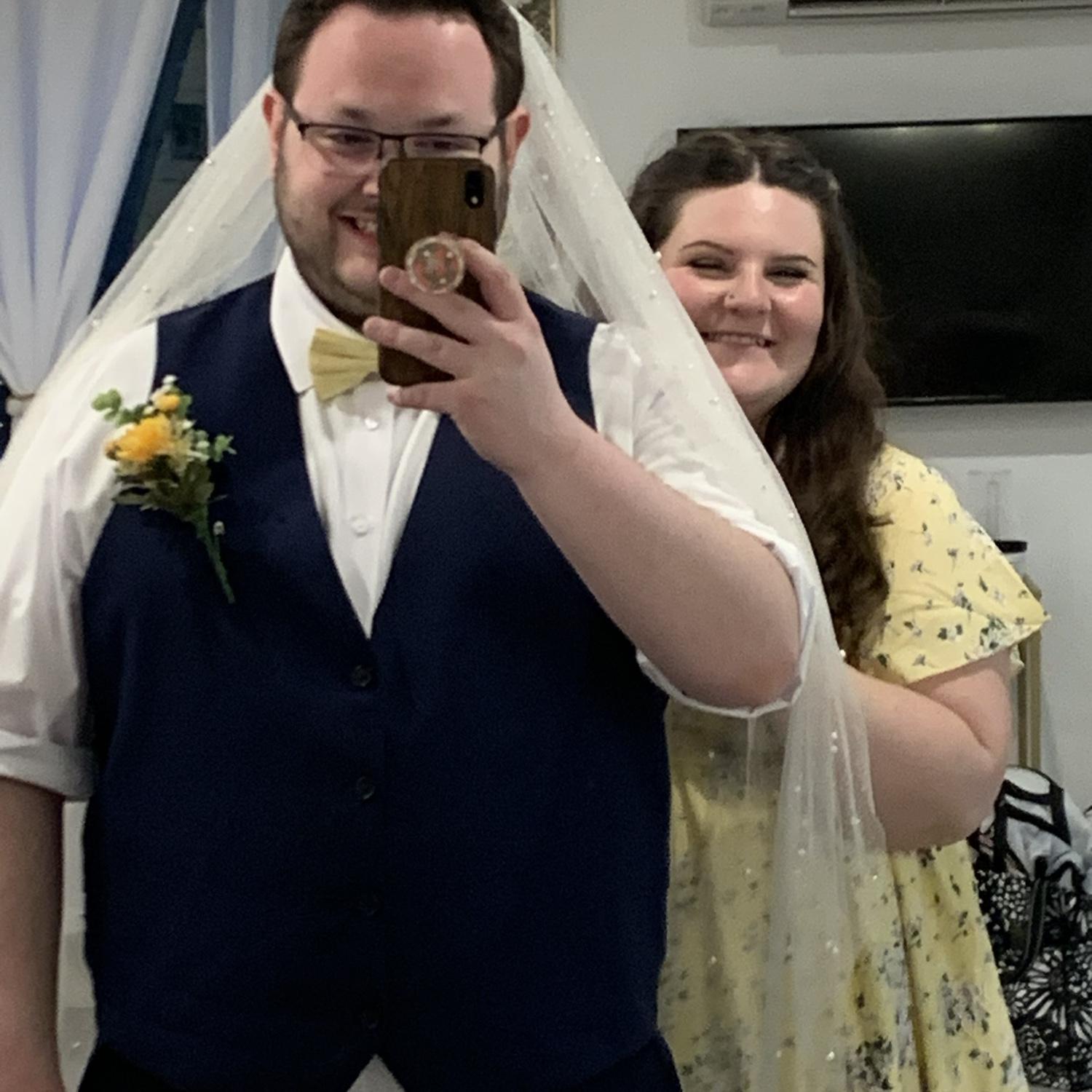 Found Cassidy’s veil at the end of her wedding. Austin had never felt more beautiful