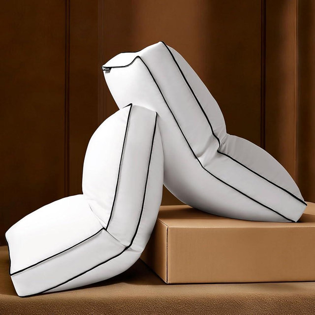 AQUZIN Soft Thin Goose Feather Down Pillows Standard Size Set of 2, Flat Down Surrounded Hotel Collection Bed Pillow with Gusset, 2 Pack, Plush for Stomach, Back Sleepers 20x26 in.