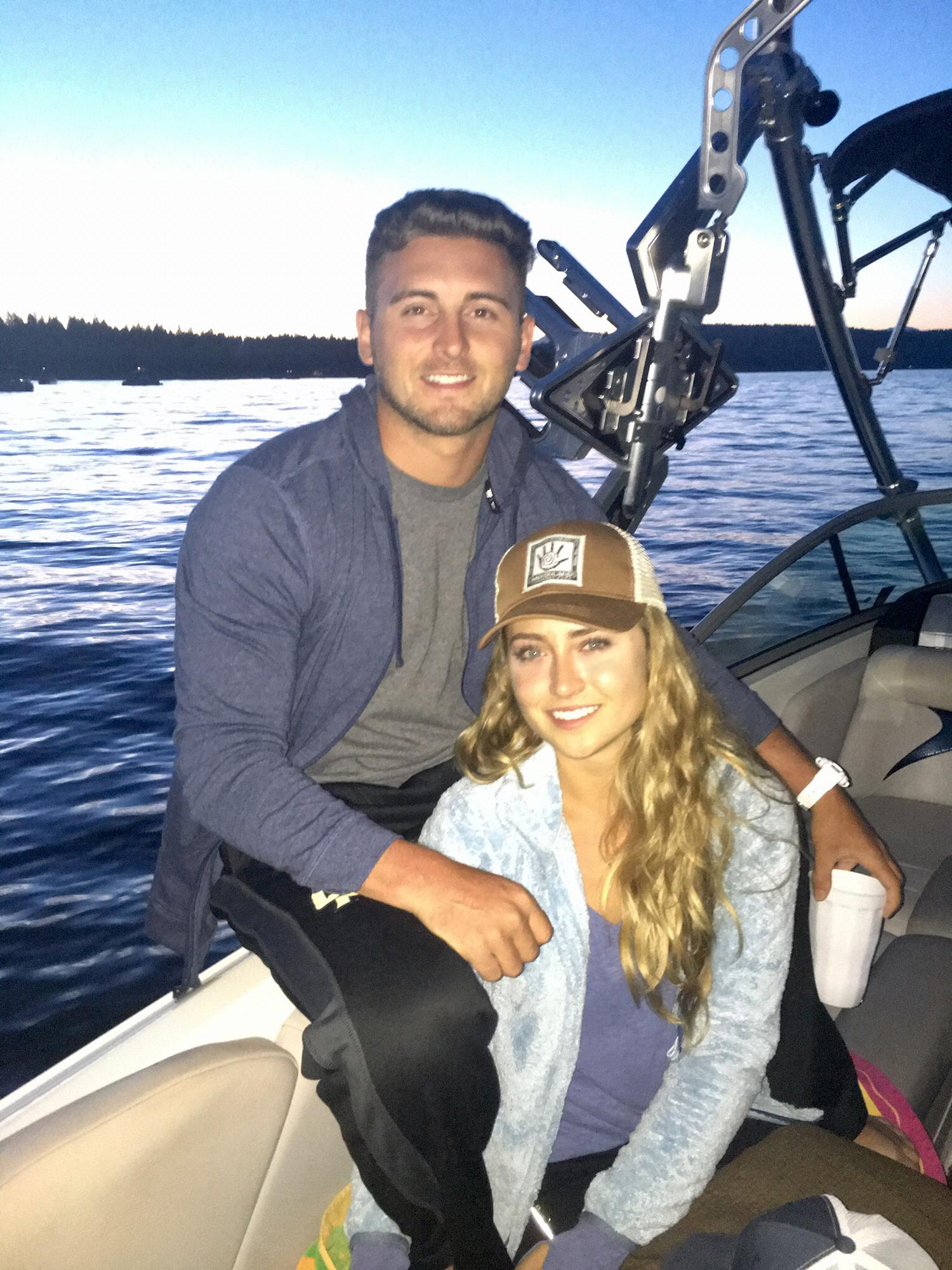 Our first picture as a couple on lake Almanor for Fourth of July