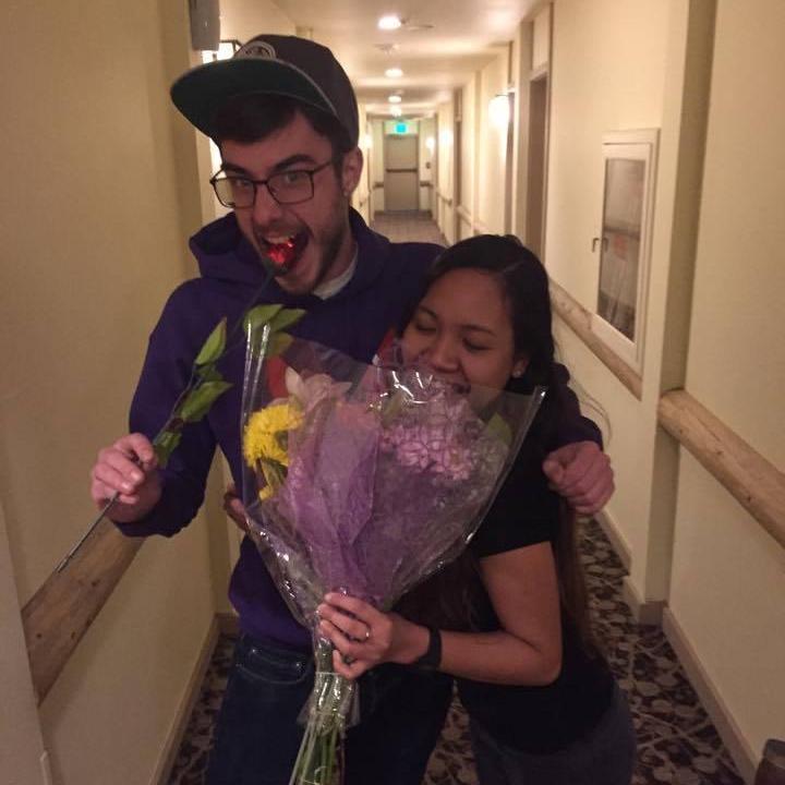 We surprised each other with our post-valentines day gifts. Bouquet of Real flowers from Stevo and Chocolate Rose from Carla