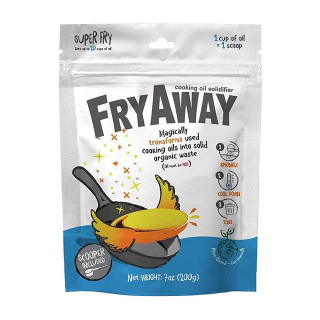 All-New! FryAway Super Fry Waste Cooking Oil Solidifier Powder, 100% Plant-Based Cooking Oil Disposal, 1 scoop = 1 cup of oil (20 uses per Package - 20 Cups/5 Liters)