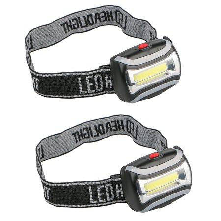 2-pack 5W 800LM 3-Mode Battery Operated COB Head Light LED Headlamp Flashlight for Camping Night Fishing