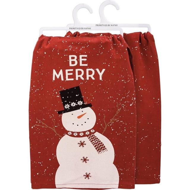Primitives by Kathy Decorative Kitchen Towel - Be Merry Adorably Classic Snowman Theme