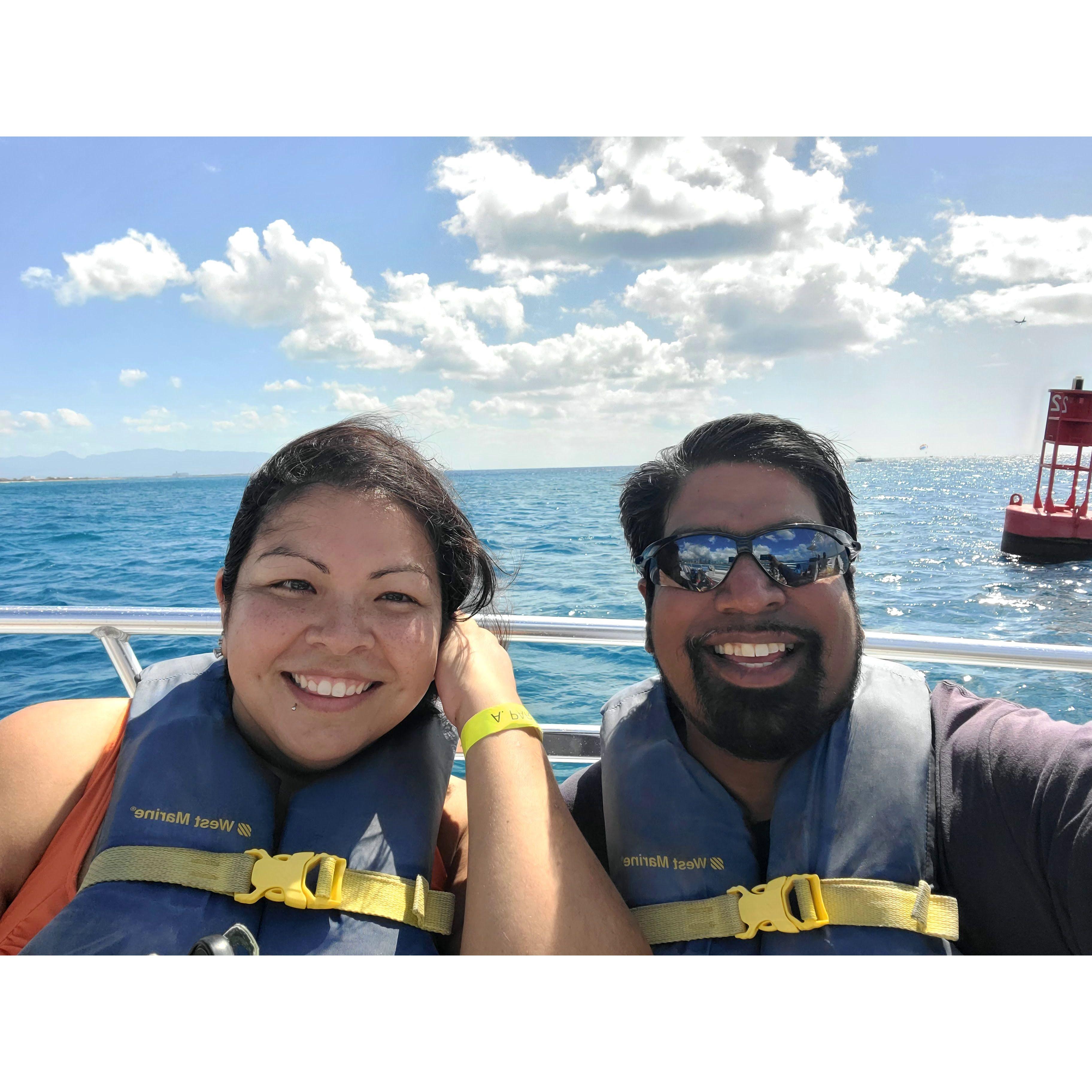 After parasailing in Waikiki.