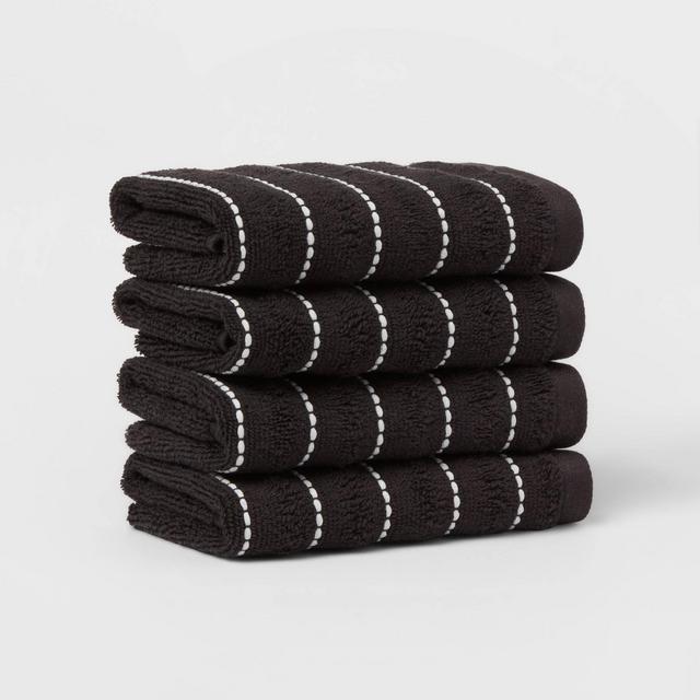 Performance Plus Washcloths Black Striped - Threshold™