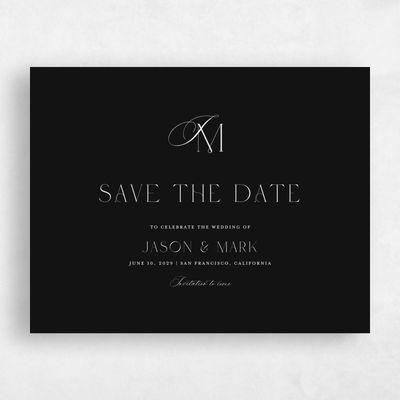Black Typography Wedding Save the Date - Galiena Landscape