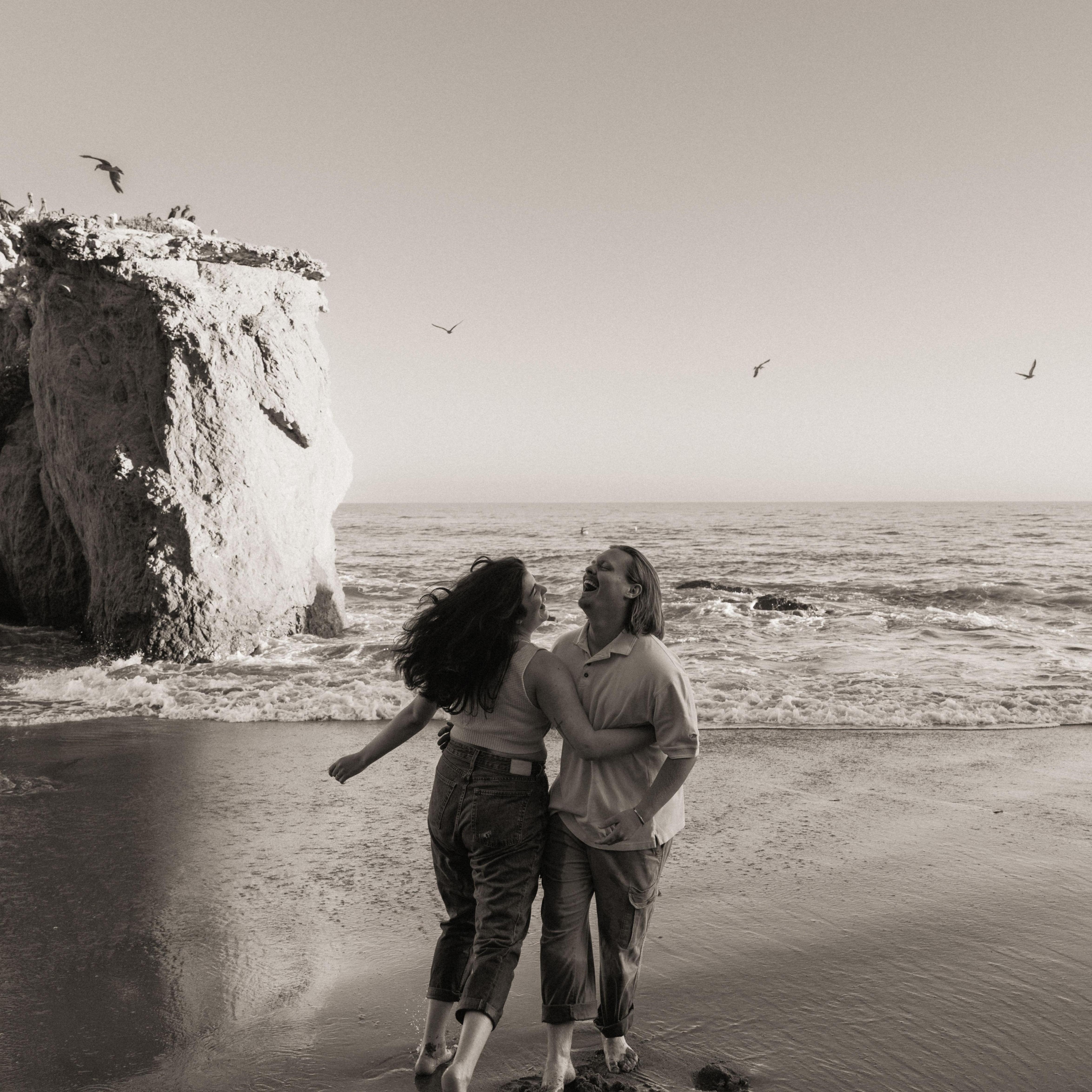Dancing on the beach with dozens of seagulls!