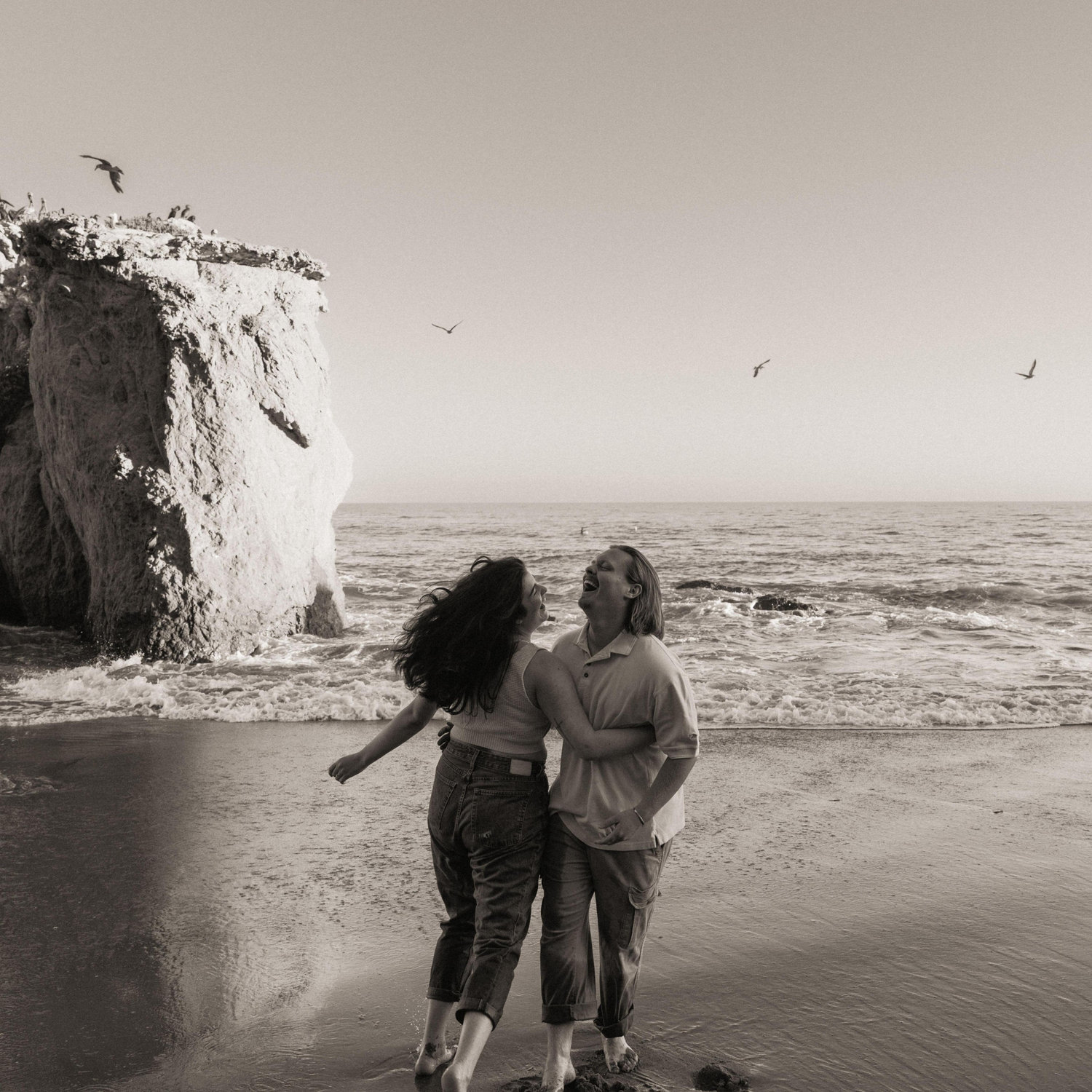 Dancing on the beach with dozens of seagulls!