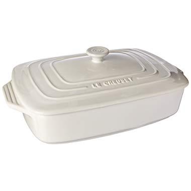 Le Creuset PG1148S3A-3216 Stoneware Covered Rectangular Casserole, 12.5 by 8.5-Inch, White