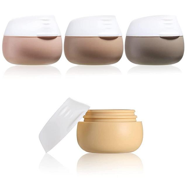 Travel Containers for Toiletries, Gemice Silicone Cream Jars, TSA Approved Travel Size Containers Leak-proof Travel Accessories with Lid for Cosmetic Makeup Face Body Hand Cream (4 Pieces) (Apricot)