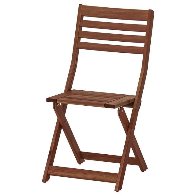 ÄPPLARÖ Chair, outdoor, foldable brown stained