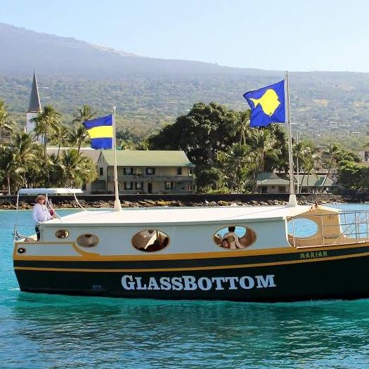 Glass Bottom Boat over Coral Reef, Kona Hawaii