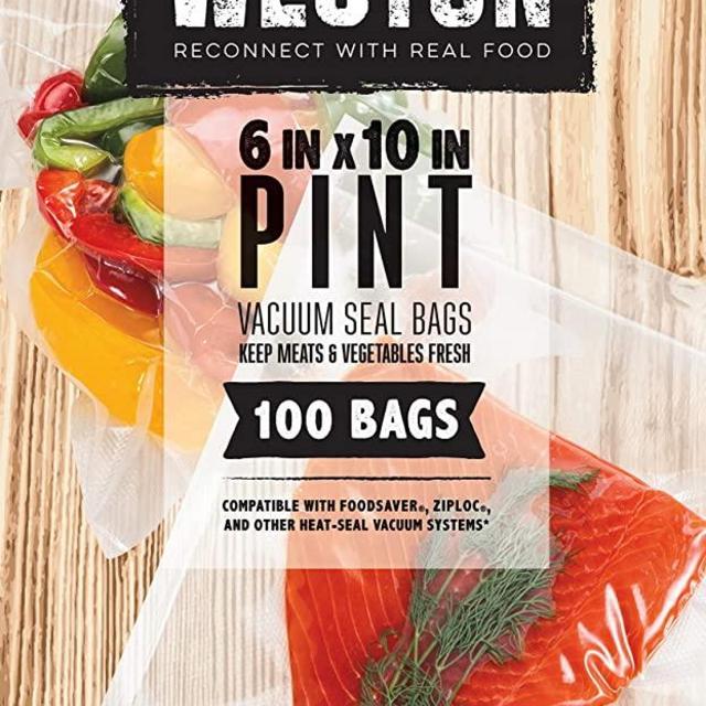 Weston Vacuum Sealer Food Bags, 6" x 10", Pint Size, 100 Count, Transparent