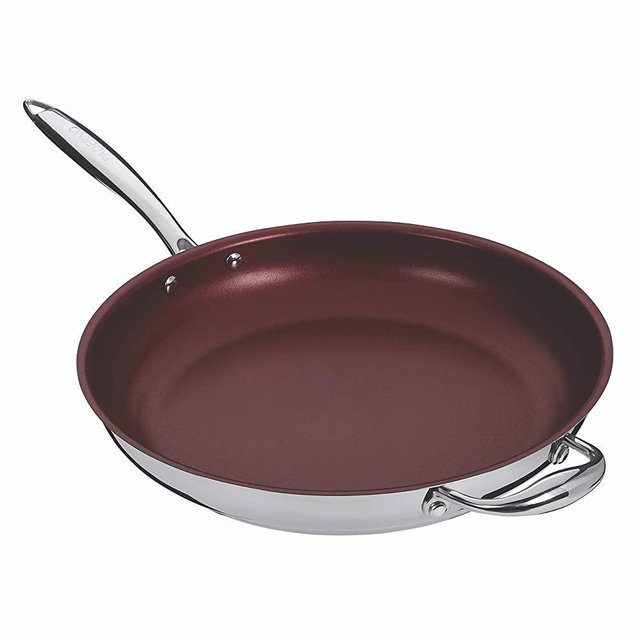 Paderno Canadian Signature Frying Pan | Stainless-Steel PFOA-Free Non-Stick Cookware with Riveted Stay Cool Handles | 12.5-Inch
